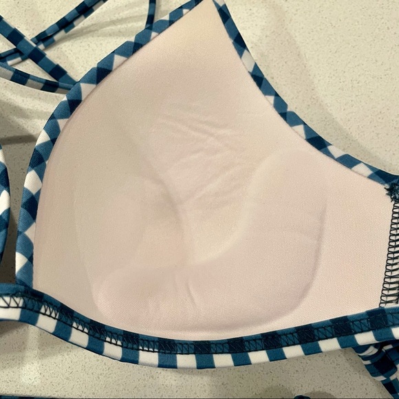 Hula Honey Bikini 3 Piece Set Checkered Push Up - Picture 4 of 10